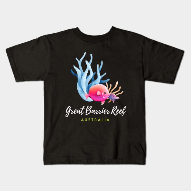 Great Barrier Reef Coral Australia Tropical Fish Kids T-Shirt by TGKelly